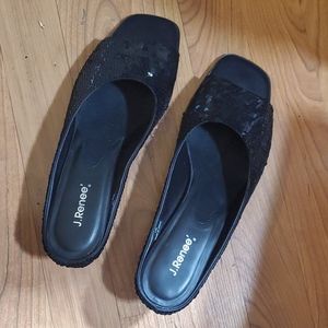 J Renee' Black Sequined Mule